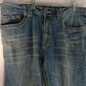 TK‎ Axel Treadwell Relaxed Straight 6-Pocket Jeans Mens 36 x 30 Blue Distressed